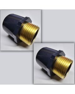 2-Pack 1 in. SCH-80 PVC Male Adapters w/Brass MTP Threaded-Fitting 1" PVC-Brass Connector ASTM D2467/D2464 NPT