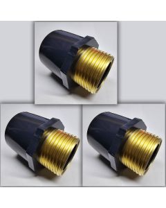 3-Pack 1 in. SCH-80 PVC Male Adapters w/Brass MTP Threaded-Fittings 1" PVC-Brass Connectors ASTM D2467/D2464 NPT