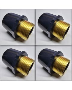 4-Pack 1 in. SCH-80 PVC Male Adapters w/Brass MTP Threaded-Fittings 1" PVC-Brass Connectors ASTM D2467/D2464 NPT