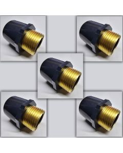 5-Pack 1 in. SCH-80 PVC Male Adapters w/Brass MTP Threaded-Fittings 1" PVC-Brass Connectors ASTM D2467/D2464 NPT