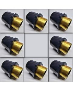 8-Pack 1 in. SCH-80 PVC Male Adapters w/Brass MTP Threaded-Fittings 1" PVC-Brass Connectors ASTM D2467/D2464 NPT