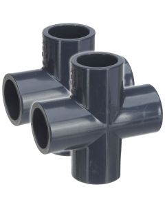 2-Pack 1 in. Schedule 80 PVC Cross 4-Way Straight Pipe Fittings Slip/Socket NSF ASTM D2467