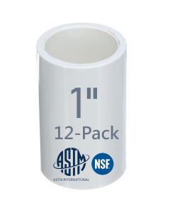 12-Pack 1" SCH40 PVC Couplings Plumbing-Grade Pipe Fittings NSF-PW UPC ASTM  D2466 ANSI-Certified