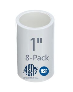 8-Pack 1" SCH40 PVC Couplings Plumbing-Grade Pipe Fittings NSF-PW UPC ASTM  D2466 ANSI-Certified