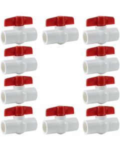 10-Pack 1/2 in. PVC Compact Ball Shut-off Valves Schedule-40 Pipe Fittings Slip/Socket