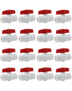 16-Pack 1/2 in. PVC Compact Ball Shut-off Valves Schedule-40 Pipe Fittings Slip/Socket