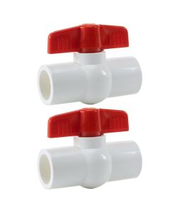 2-Pack 1 in. Schedule 40 PVC Compact Ball Shut-off Valves Pipe Fittings White/Socket