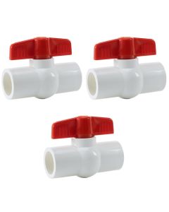 3-Pack 1 in. Schedule 40 PVC Compact Ball Shut-off Valves Pipe Fittings White/Socket