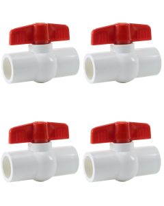 4-Pack 1 in. Schedule 40 PVC Compact Ball Shut-off Valves Pipe Fittings White/Socket