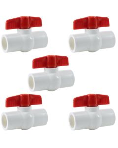 5-Pack 1 in. Schedule 40 PVC Compact Ball Shut-off Valves Pipe Fittings White/Socket