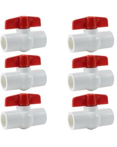 6-Pack 1/2 in. PVC Compact Ball Shut-off Valves Schedule-40 Pipe Fittings Slip/Socket