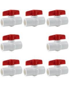8-Pack 1/2 in. PVC Compact Ball Shut-off Valves Schedule-40 Pipe Fittings Slip/Socket