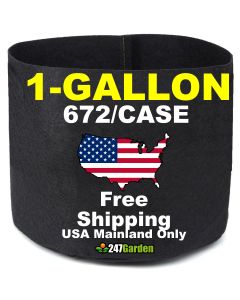 Wholesale 1-Gallon 672/Case Basic Black Fabric Pots/Plant Grow Bags 200GSM No Handles 6H x 7D 672Pcs