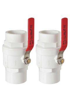 2-Pack 247Garden ERA 1 in. Two-Piece SCH40 PVC Chroming Ball Shut-Off Valve w/ Stainless Steel Handle
