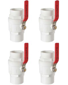 4-Pack 247Garden ERA 1 in. Two-Piece SCH40 PVC Chroming Ball Shut-Off Valve w/ Stainless Steel Handle