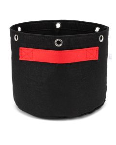 247Garden 1-Gallon LST Fabric Training Pot W/ 6 Grommet Support Rings, 260GSM, Black Grow Bag w/Short Red Handles