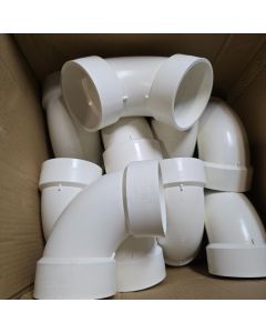 16PC/BOX 4 in. Super Heavy-Duty Schedule-40 DWV 90° Elbow Hub 1/4 Bend Drain Waste Vent PVC Fitting ASTM D2665 NSF ENGINEERING-GRADE