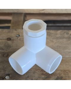 247Garden SCH-40 PVC 3-Way 90-Degree Female Reducing Elbow Modular Pipe Adapter Kit: 3/4" Slip x 3/4" Slip x 1/2" FPT ASTM D2466 (2PC Set)