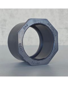 2-1/2 x 2 in. PVC Schedule-80 Bushing/Reducing Ring High Pressure Reducer Fitting NSF UPVC ASTM D2467 2.5" Spigot x 2" Slip/Socket