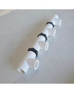 SCH-40 Manifold 1/2" FNPT Inlet, 1/2" FNPT Outlet, 4-Port Open, ASTM D2466 Modular PVC Fitting Kit