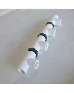 3/4 in. 4-Port Open PVC SCH-40 Manifold w/ 3/4" FNPT Inlet & Outlet ASTM D2466 Modular PVC Fitting Kit