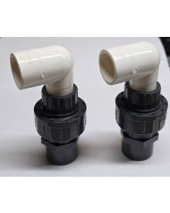 2-Pack 1/2 in. Elite PVC Chiller Fitting w/ SCH80 Union + SCH80 HEX Male Adapter + Special SCH40 90-Degree Street Elbow ASTM ANSI Fittings