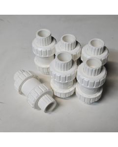 6-Pk 1/2 in. SCH-40 PVC True Union Ball Check Valves Socket-Type ASTM D2466/F1970 One-Way Pro-Flow Control Fittings
