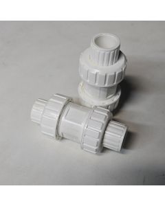 2-Pk 1/2 in. SCH-40 PVC True Union Ball Check Valve Socket-Type ASTM D2466/F1970 One-Way Pro-Flow Control Fitting
