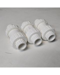 3-Pk 1/2 in. SCH-40 PVC True Union Ball Check Valve Socket-Type ASTM D2466/F1970 One-Way Pro-Flow Control Fitting