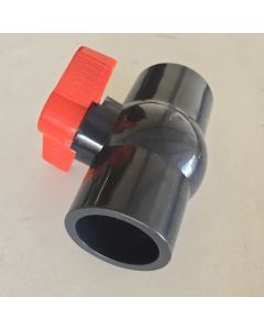 1-1/2 in. Heavy-Duty PVC Compact Ball Shut-off Valve Socket-Type for SCH40/SCH80 Pipe Fitting Grey Color w/Red Handle