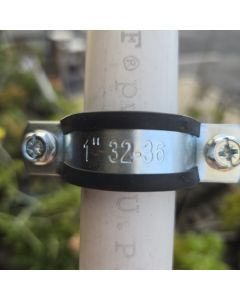 1" SCH40/80 PVC Pipe Steel Welded Pipe Support Clamp w/ Heavy Duty Rubber Tech & Galnanized Steel Weld Clamp for Pipe Size 32-36mm (OD=1.25 to 1.41 inch)