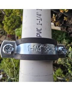 1-1/4" SCH40/80 PVC Pipe Steel Welded Pipe Support Clamp w/ Heavy Duty Rubber Tech & Galnanized Steel Weld Clamp for Pipe Size 38-43mm (OD=1.5 to 1.69 inch)