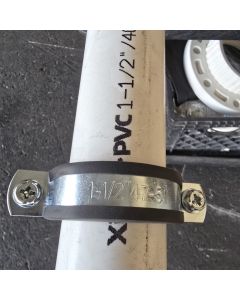 1-1/2" SCH40/80 PVC Pipe Steel Welded Pipe Support Clamp w/ Heavy Duty Rubber Tech & Galnanized Steel Weld Clamp for Pipe Size 47-51mm (OD=1.85 to 2 inch)