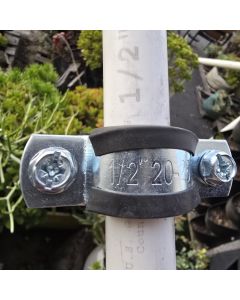 1/2" SCH40/80 PVC Pipe Steel Welded Pipe Support Clamp w/ Heavy Duty Rubber Tech & Galnanized Steel Weld Clamp for Pipe Size 20-25mm (OD=0.78 to 1 inch)
