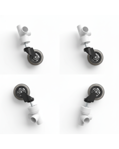 4-Set 3/4" 3-Way PVC Pipe Fittings + PVC Caster Pipe Cap Fitting + 7/16" Long Stem Caster+Wheel 3PC Combo Kit