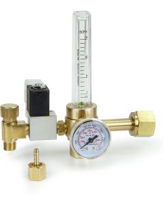 247Garden CO2 Regulator with Solenoid Valve 110V, Forged Brass Body, Nylon Washer, 4000 PSI Pressure Gauge, 0.5-15 SCFH Compatible for Indoor Gardening, Hydroponics, Beer Brewing