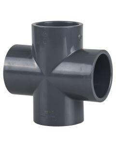 6 in. SCH-80 PVC Cross 4-Way High Pressure Pipe Fitting Slip/Socket-Ends NSF ASTM D2467
