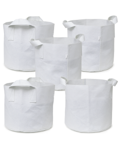 247Garden 10-Gallon Aeration Fabric Pot/Planting Grow Bag w/Handles (White 13H x 15D) 5-Pack
