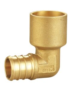 3/4 in. PEX-B Crimp x  90-Degree Female Sweat Copper Elbow Adapter NSF Lead Free DZR Brass F1807 PEX Fitting