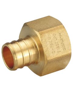 1 in. PEX-B x 3/4 in. NPT Female HEX Adapter (Lead Free Brass NSF F1807 PEX Crimp Fitting)