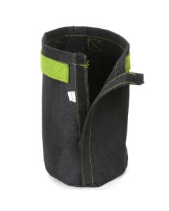247Garden 1-Gallon Tall Transplanter Fabric Pot/Tree Grow Bag (Black w/Velcro Closure & Short Green Handles 9H x 6D)