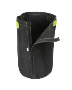 247Garden 2-Gallon Tall Transplanter Fabric Pot/Tree Grow Bag (Black w/Velcro Closure & Short Green Handles 12H x 7D)