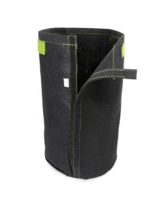 247Garden 4-Gallon Tall Transplanter Fabric Pot/Tree Grow Bag (Black w/Velcro Closure & Short Green Handles 14.5H x 9D)