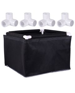 247Garden 2X2 Aeration Frame Grow Bed/Raised Garden (30-Gallon Black 24L x 24W x 18H) w/4PCS 3-Way 3/4" PVC Corner Fitting Kit (No PVC Pipes)