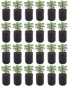24-Pack 247Garden 1/2 Gallon Basic Aeration Fabric Pots/Plant Grow Bags (Black Color, 200GSM, 6H x 5D)