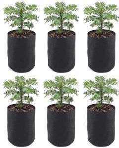 6-Pack 247Garden 1/2 Gallon Basic Aeration Fabric Pots/Air Pruning Plant Grow Bags (Black Color, 200GSM, 6H x 5D)
