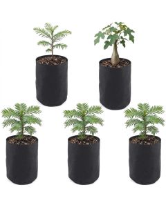 5-Pack 247Garden 1/2 Gallon Basic Aeration Fabric Pots/Plant Grow Bags (Black Color, 200GSM, 6H x 5D)
