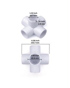 2-Pack 247Garden 1 in. PVC 5-Way Elbow Connectors ASTM SCH40 Furniture-Grade Construction Fittings