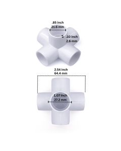 2-Pack 1/2 in. PVC 5-Way Elbow Fittings ASTM SCH40 D2466 Plumbing-Grade Connectors
