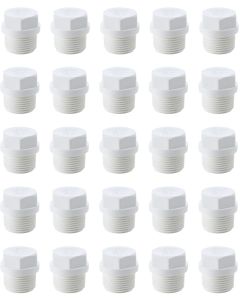 25-Pack 3/4" SCH-40 PVC Male Threaded Plug Pipe Fittings, Plumbing Grade NSF-PW UPC ASTM ANSI D2466